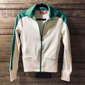 Puma zip up track jacket XS green